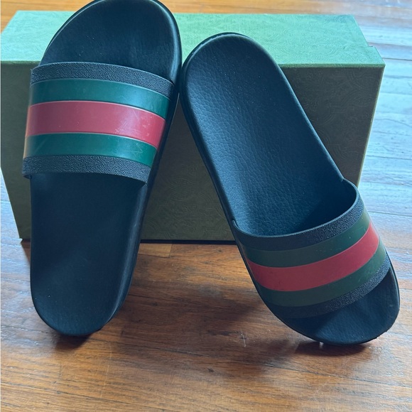 Gucci Men's Black Slide Sandals Sz 12 - Picture 1 of 5